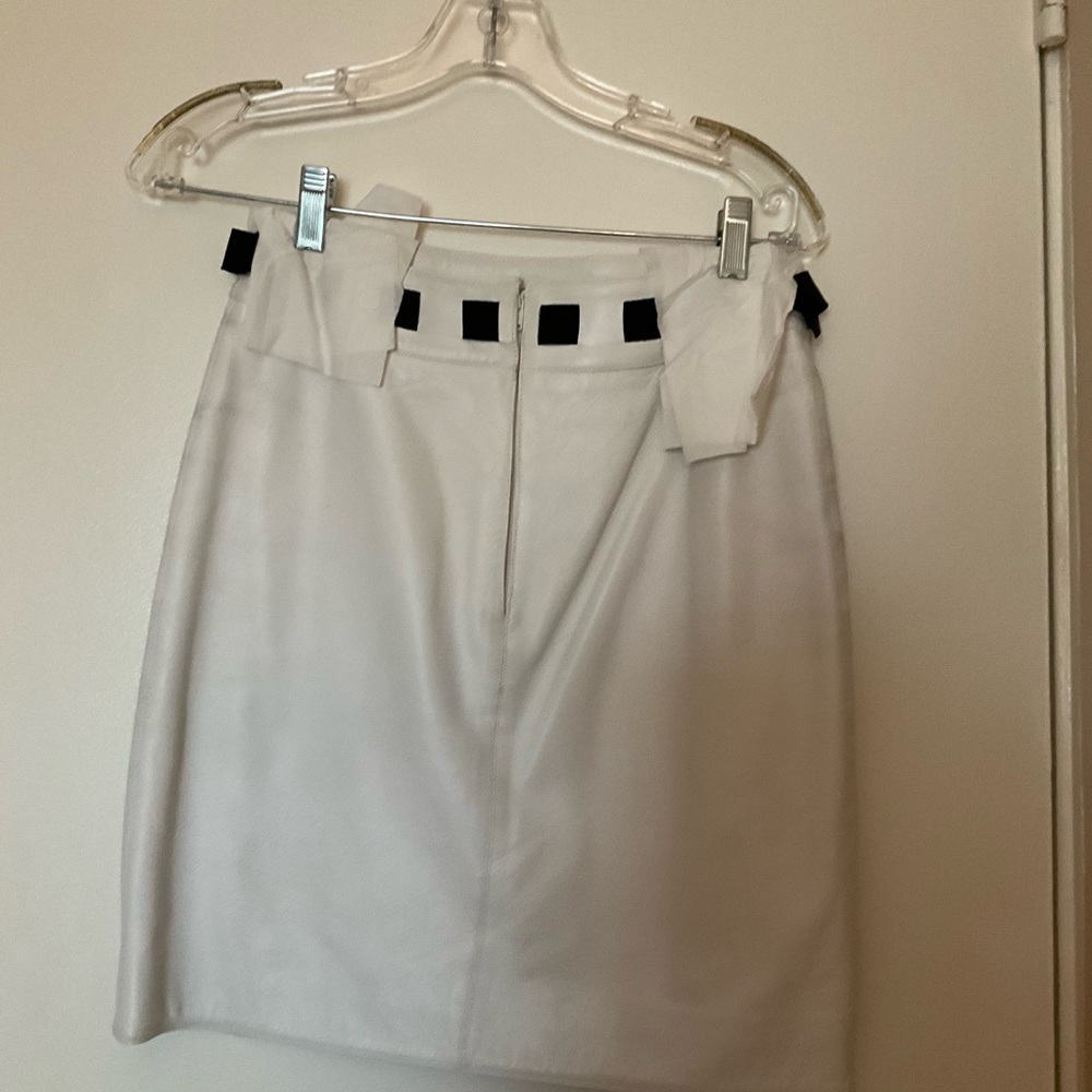 White Chanel leather suit. Skirt 28 x 19